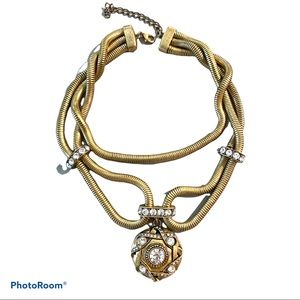 NEVER WORN! Ann Taylor gold tone and rhinestone statement necklace